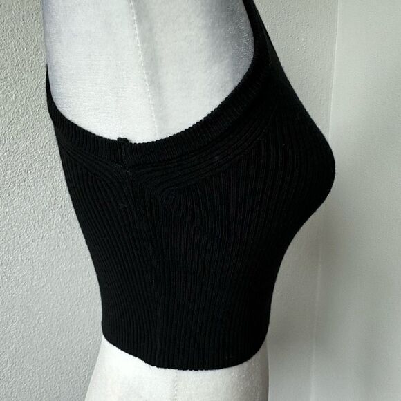 Commense Black Tank Top Cropped Ribbed Knit SZ XS NWT - Picture 4 of 10